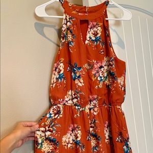 Burnt Orange Floral Romper